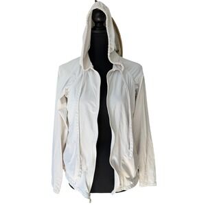Uvskinz UPF 50+ Hooded Zip Jacket Womens M White Athleisure Coastal Active